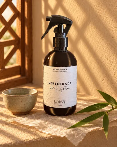 Aromatizador Serenidade de Kyoto com bambu, cena criada com IA