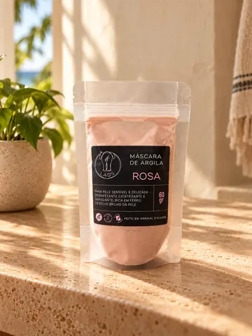 Máscara argila rosa, cena Em casa