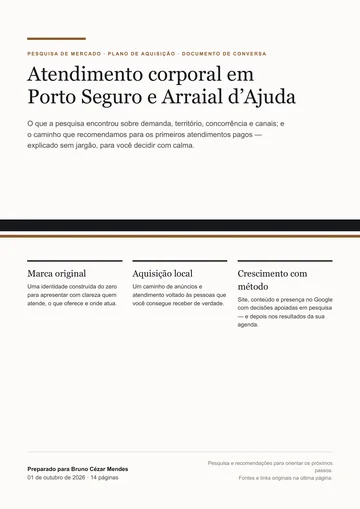 Primeira página da pesquisa de mercado da Prumo