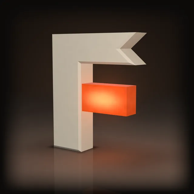 O F em cerâmica, como aparece no 3D em tempo real