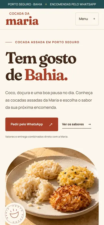 Cocada da Maria, Porto Seguro: o site no celular