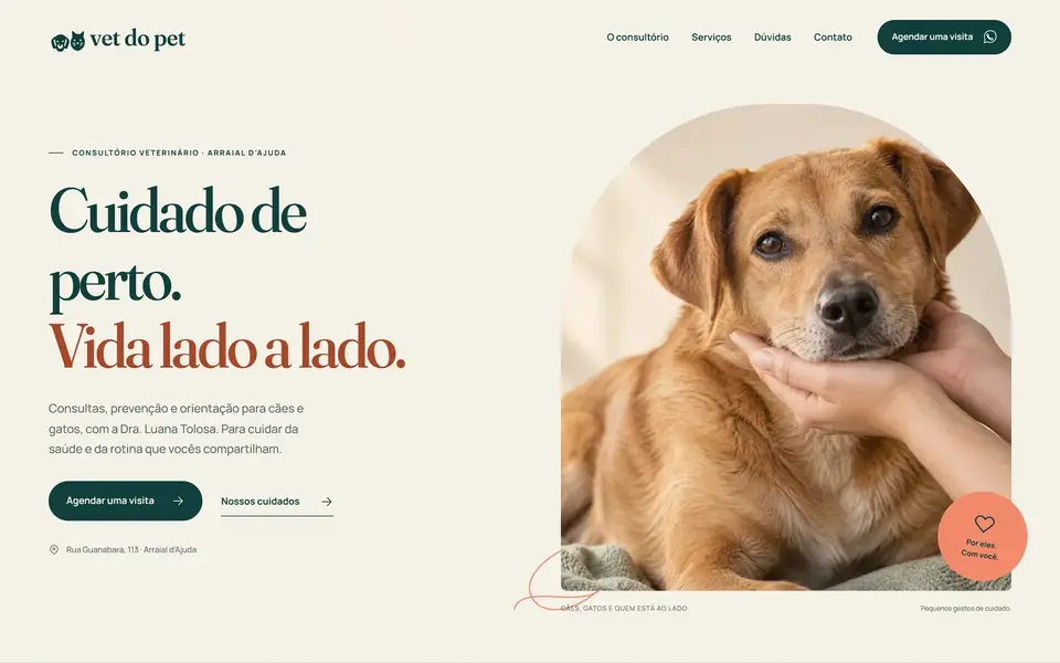 Site da clínica veterinária Vet do Pet em Arraial d’Ajuda