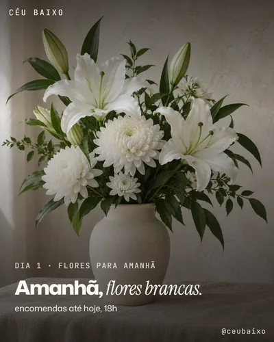 Peça do calendário: Amanhã, flores brancas.
