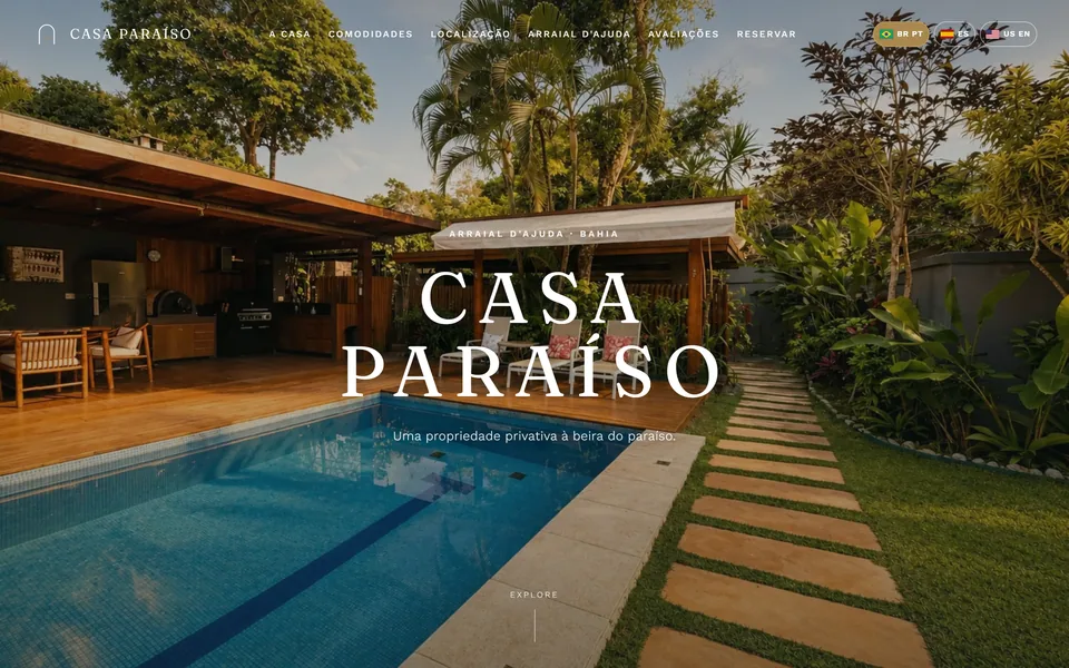 Prévia da página inicial: Casa Paraíso