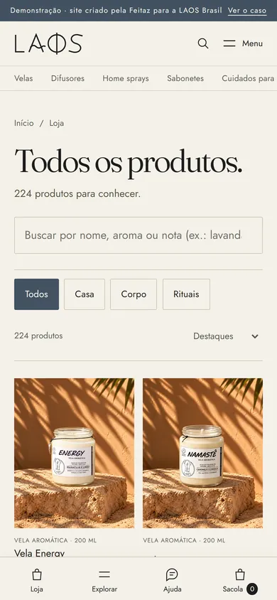 O catálogo da LAOS no celular