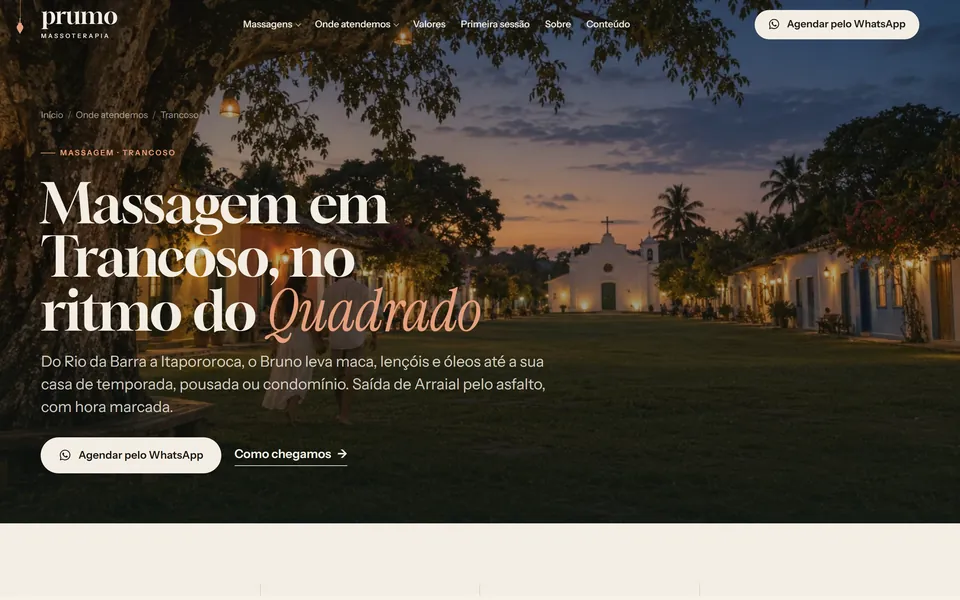 Página de Trancoso no site da Prumo, no computador