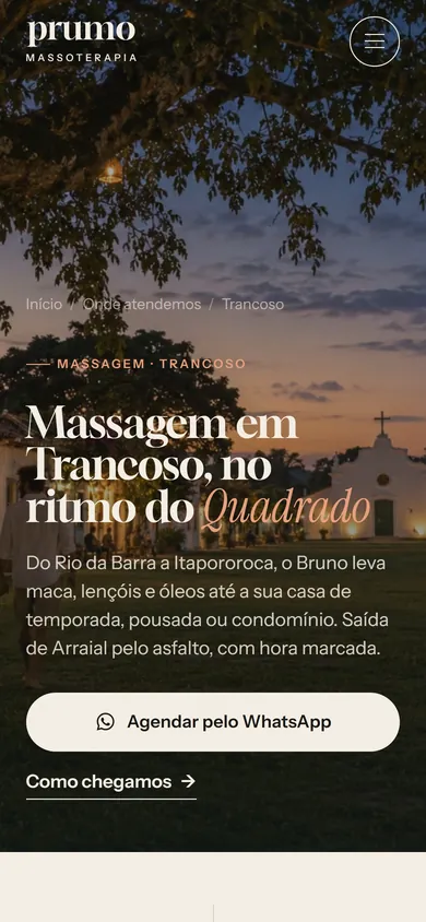 A mesma página de Trancoso no celular