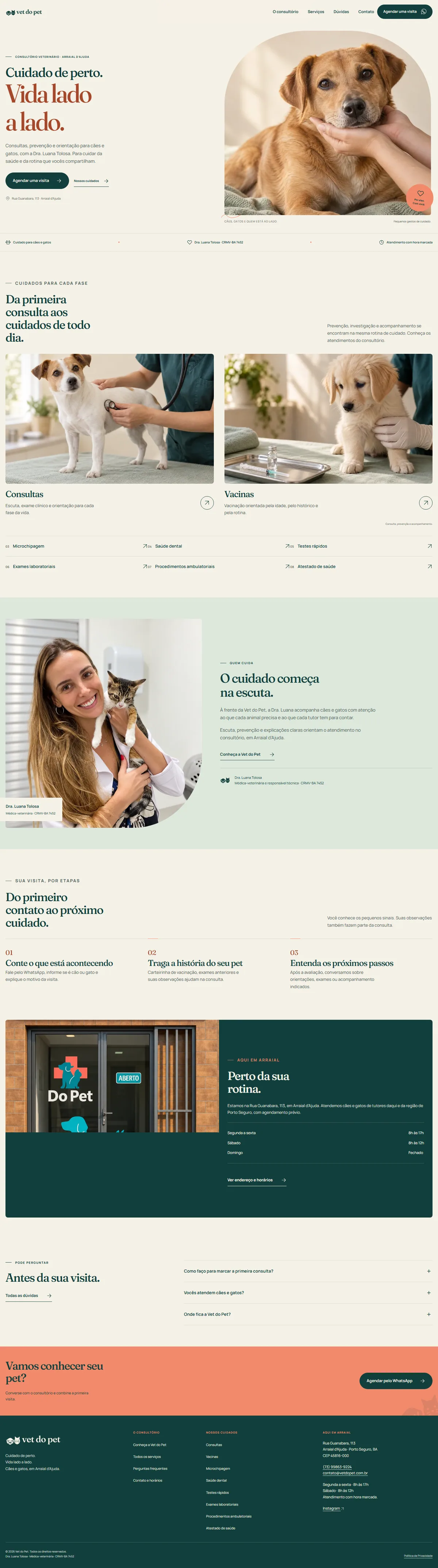 Site completo da clínica Vet do Pet com serviços veterinários
